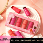 4Pcs Milk Jelly Blush Stick, Lip & Cheek Tint 4 Colors, Vegan Cruelty Free