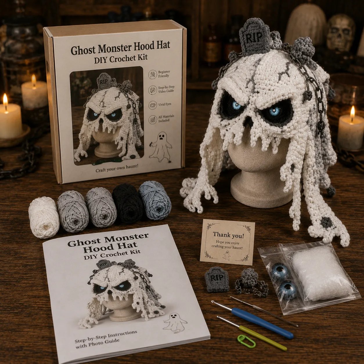Halloween Monster Hood DIY Crochet Kit