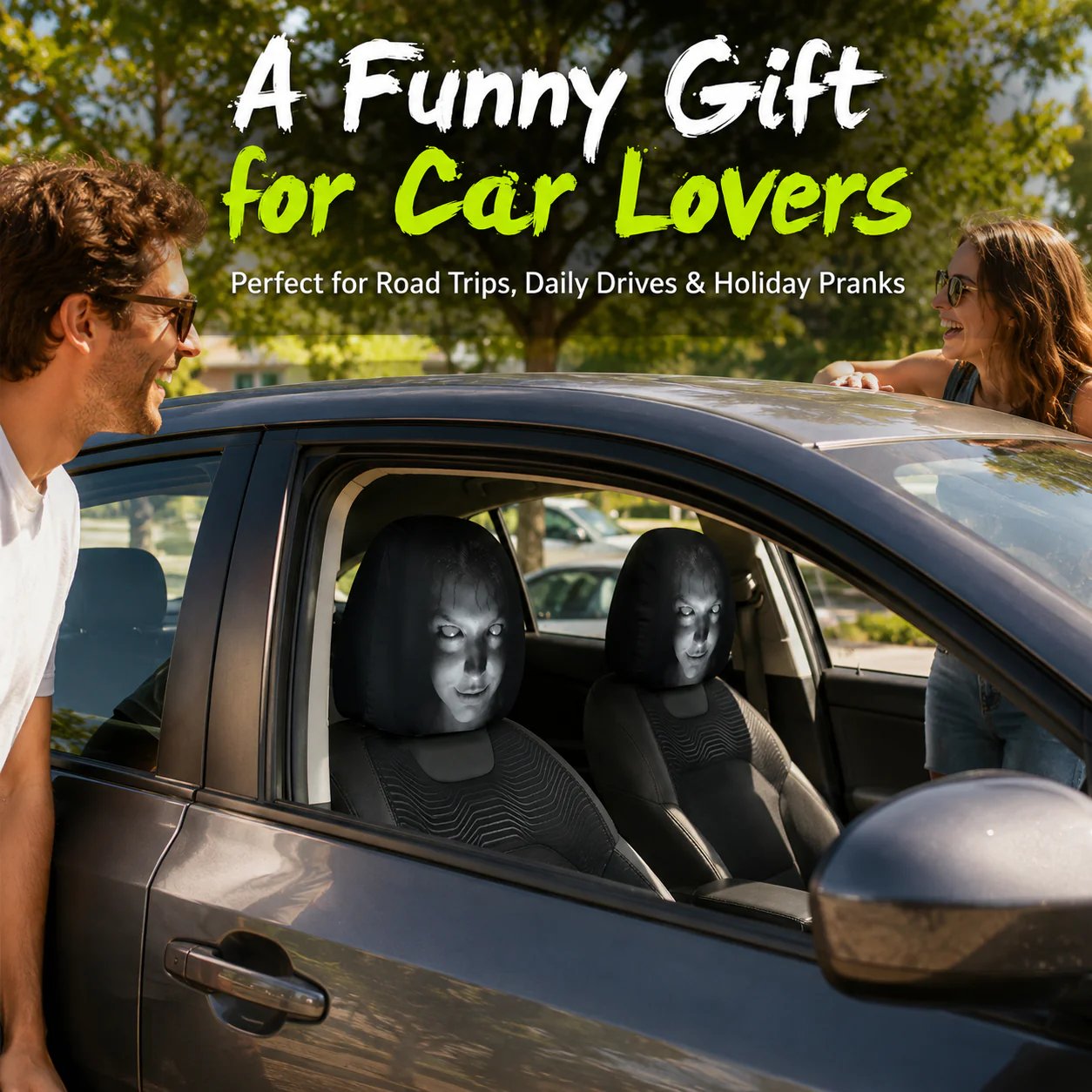 Halloween Funny Cartoon Car Headrest Covers – 2PCS
