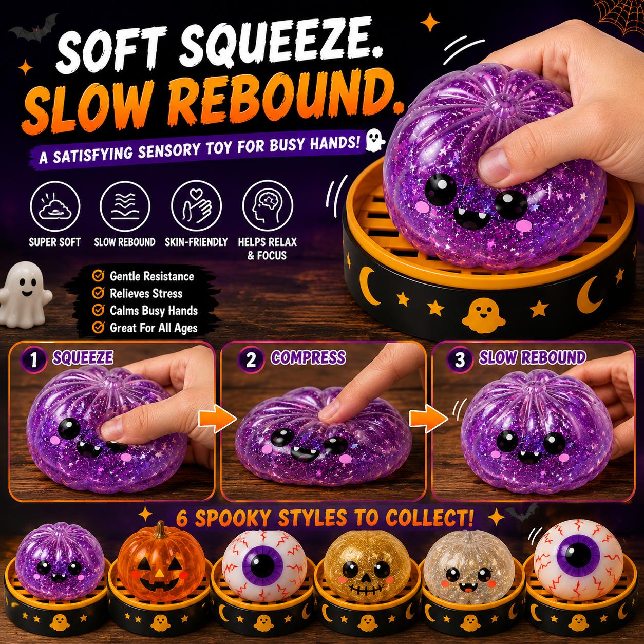 Halloween Steamed Bun Squishy Mystery Box Toy`