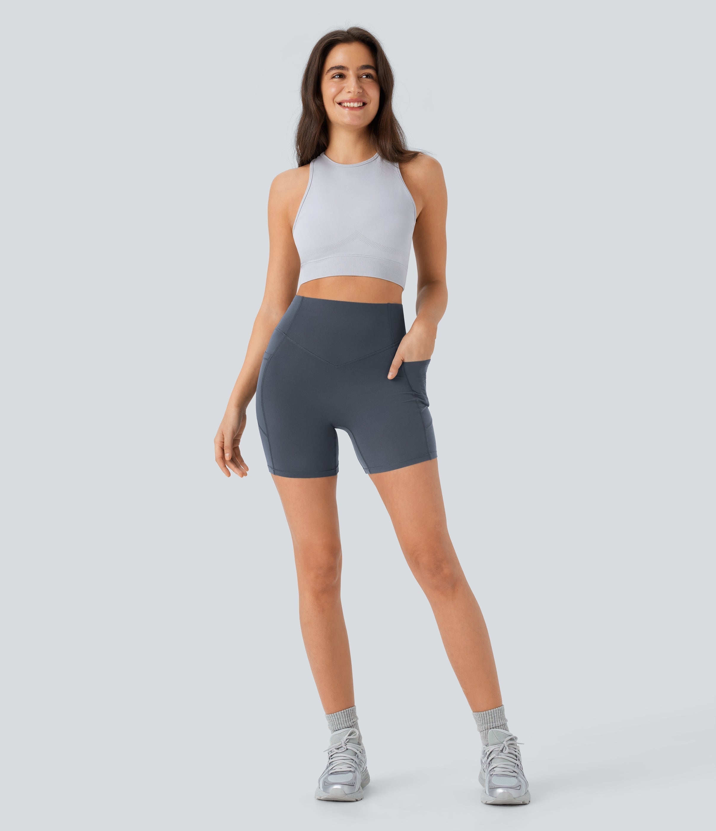High Waisted Butt Lifting Tummy Control Shaping Workout Biker Shorts 5''