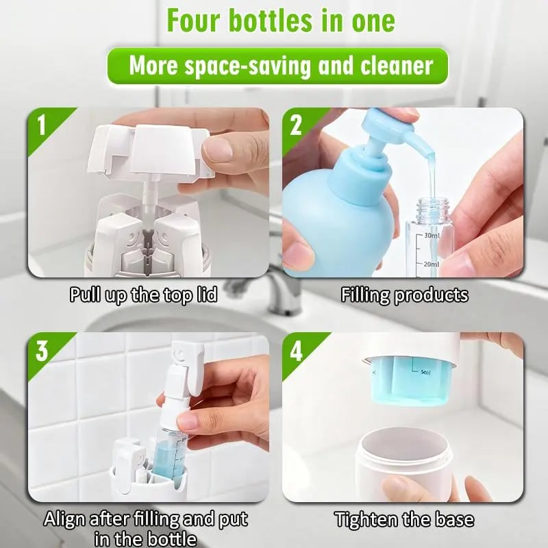 4-in-1 Portable Travel Dispenser Bottle