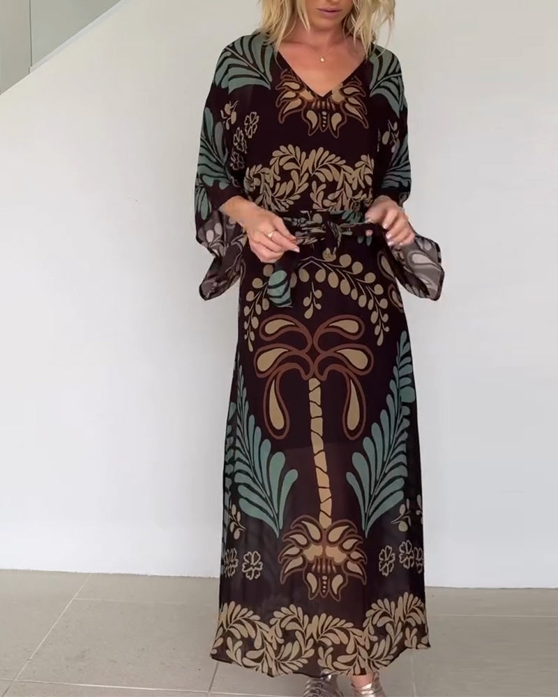 Bohemian V-Neck Loose Dress