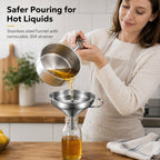 Heavy Duty Thickened Stainless Steel Kitchen Funnel with 304 Strainer