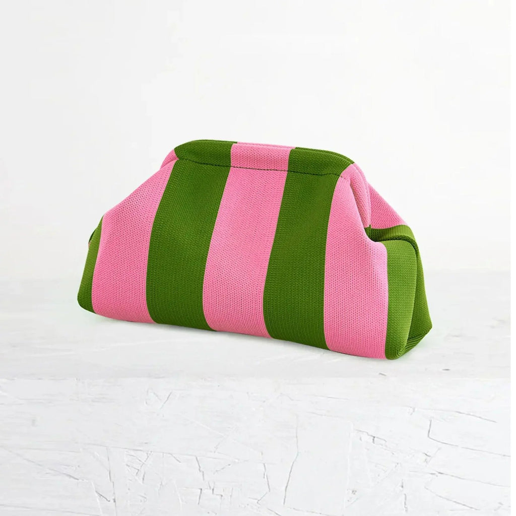Women's Striped Clip-Top Cloud Handbag