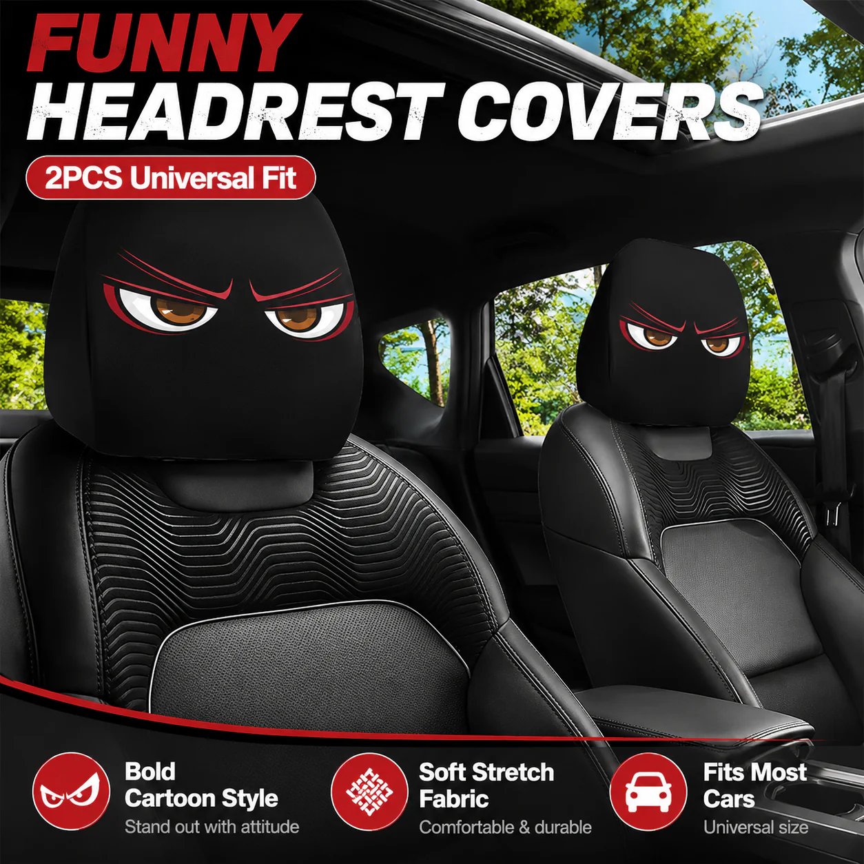 Halloween Funny Cartoon Car Headrest Covers – 2PCS