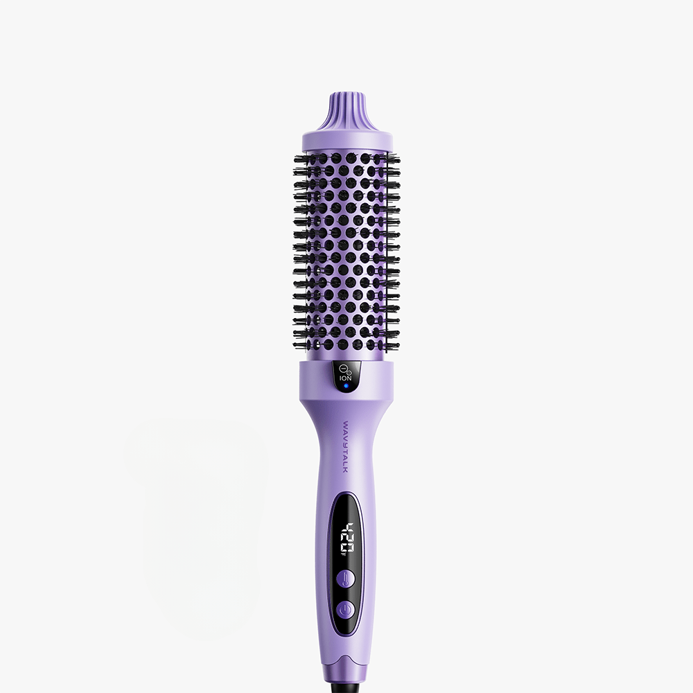 Purple Blowout Boost Hair styling tool with digital display on a white background