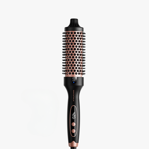 Rose Gold Blowout Boost hair tool with digital display on a white background