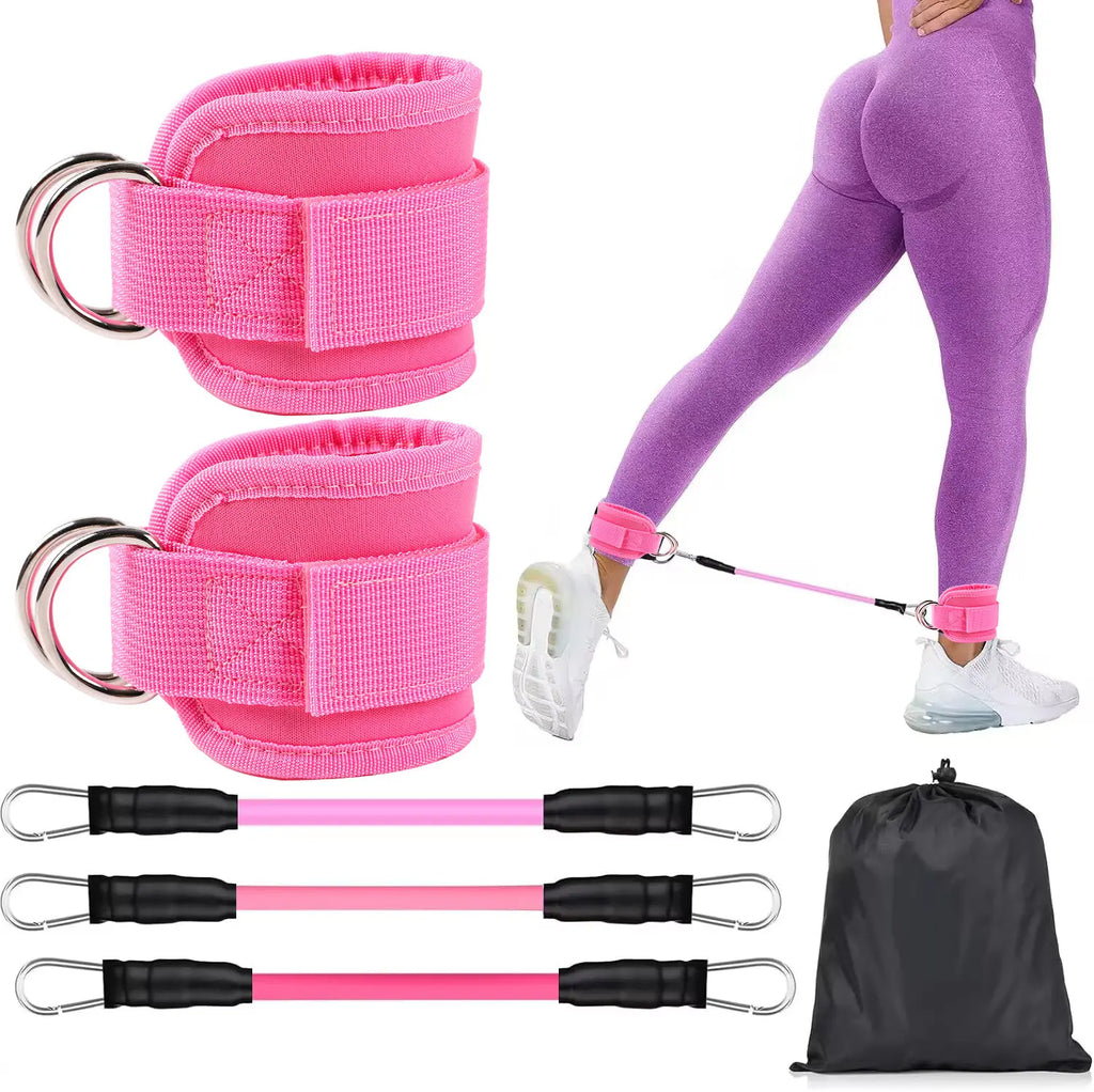 Adjustable Ankle Resistance Bands Set, 10/20/30LB Leg Hip Training Bands with Storage Bag