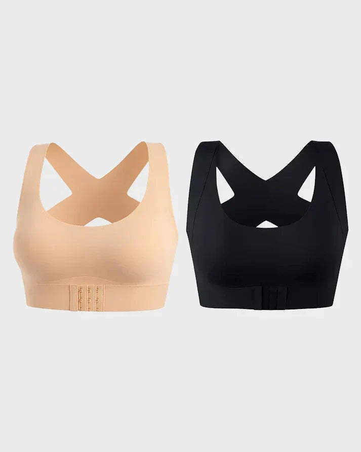 Front Closure Cross-Back Wireless Posture Bra