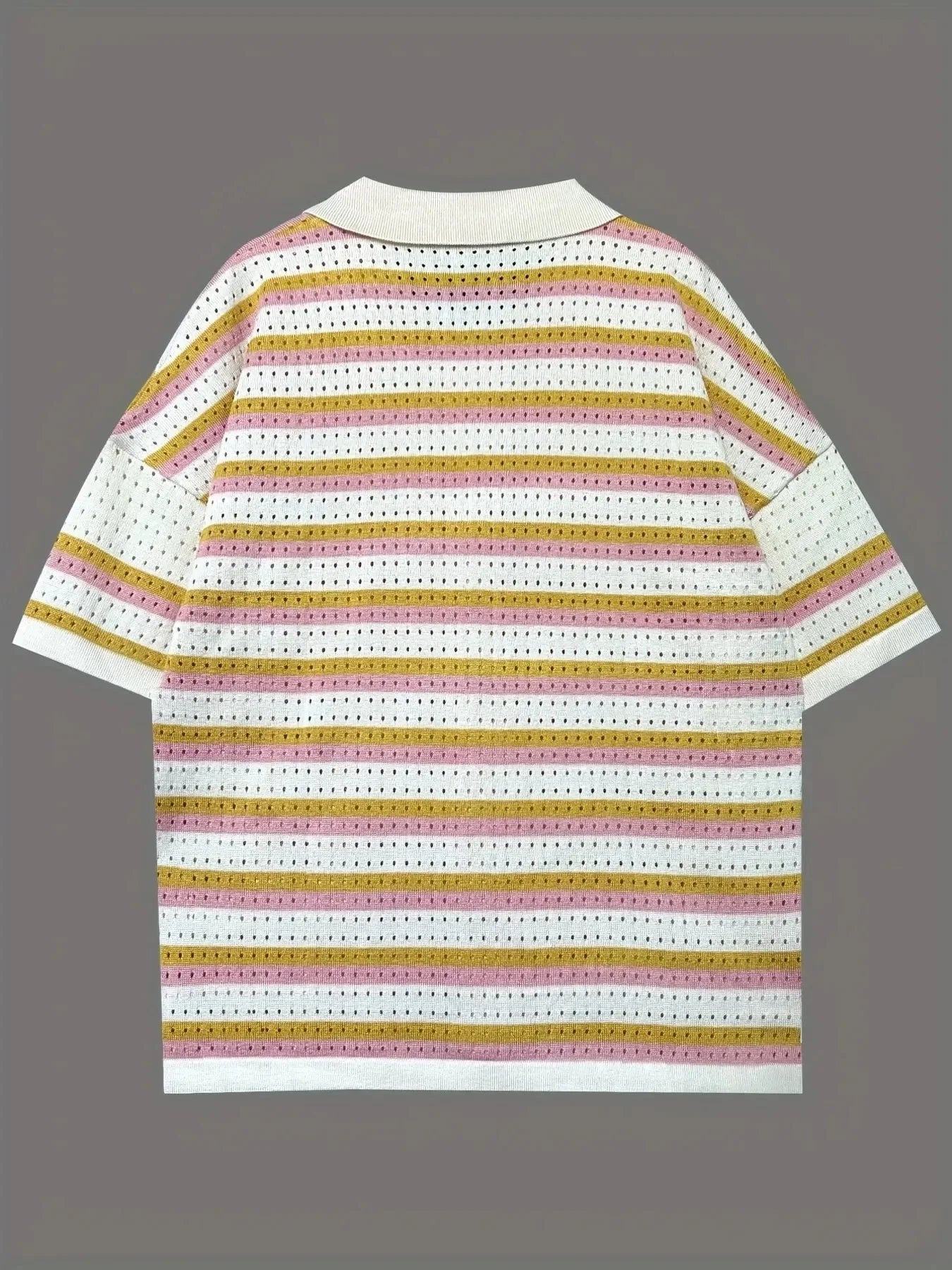 Colorful Striped Button Up Top and Shorts Sweater Set