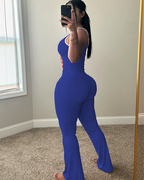 Chic Colorblock Crmon Tank and Flare Pants Lounge Sets