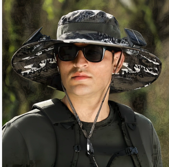 Long Lasting Battery High Wind Solar Fan Fisherman Hat for Men