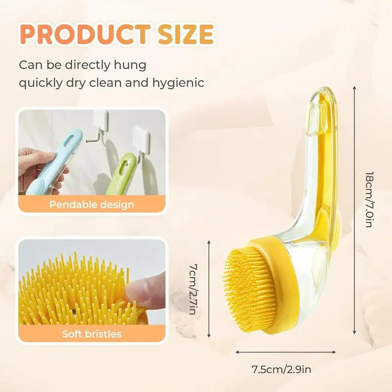 2-in-1 Pet Bath Brush with Built-in Shampoo Dispenser for Dogs & Cats