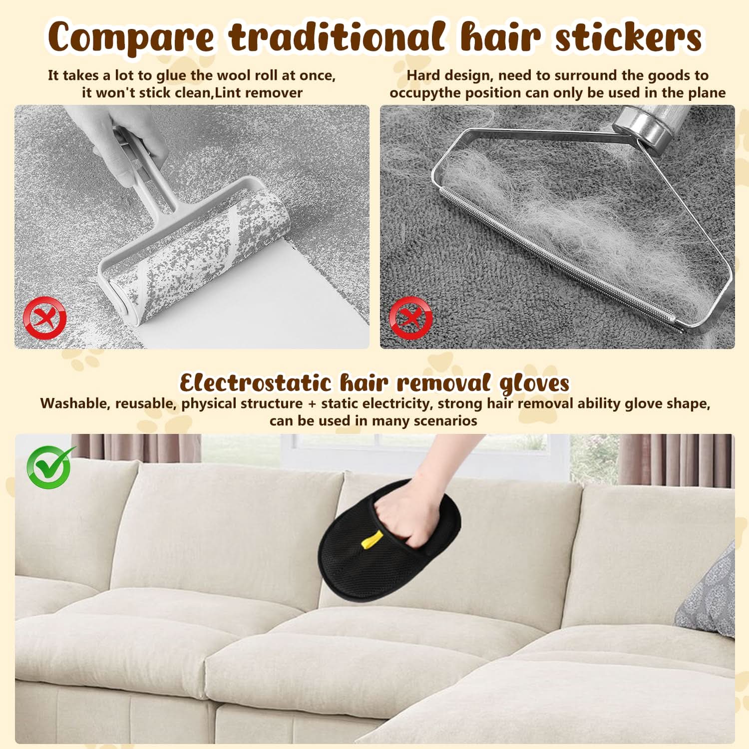 FurFlood Saver Double-Sided Pet Grooming Gloves