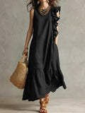 New Irregular Ruffled Sleeveless Women'S Dress