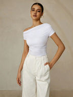 Asymmetrical Neck Sleeveless T-Shirt