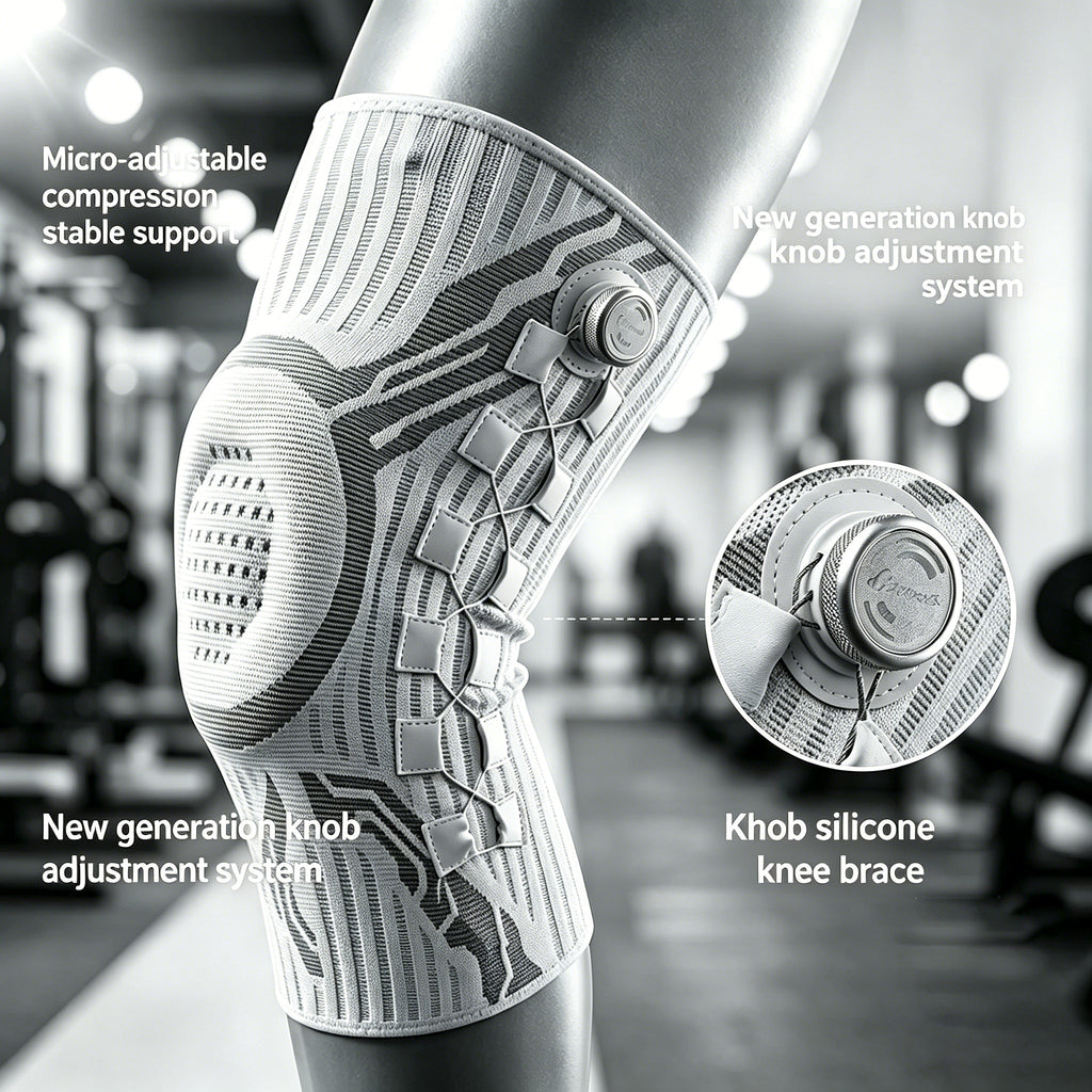 Knob-Adjustable Silicone Shock-Absorbing Knee Sleeve with Dual Spring Support