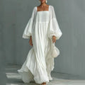 Womens Long-Sleeve White Holiday Dress
