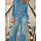 Denim Dreams Pajama Set – Cozy Fit, Soft Denim-Look Loungewear for All Night Comfort