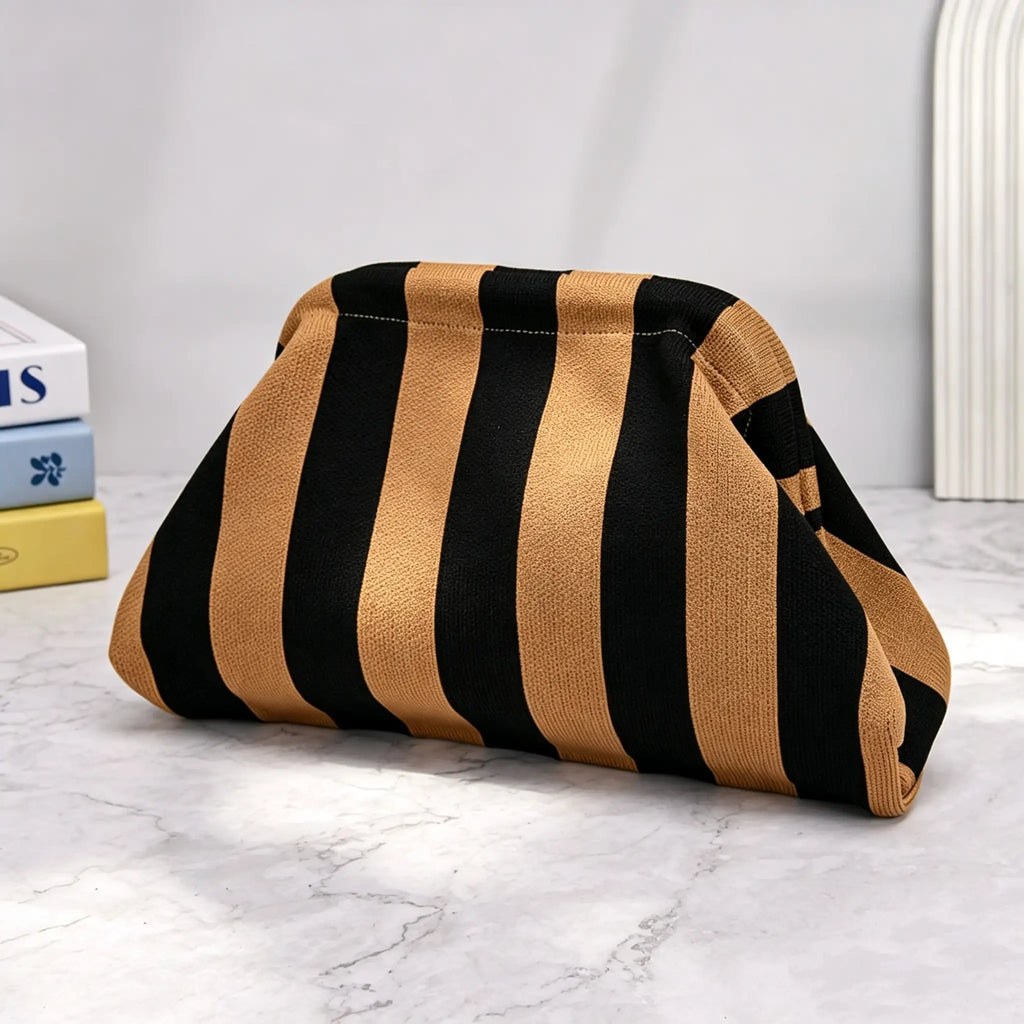 Women's Striped Clip-Top Cloud Handbag