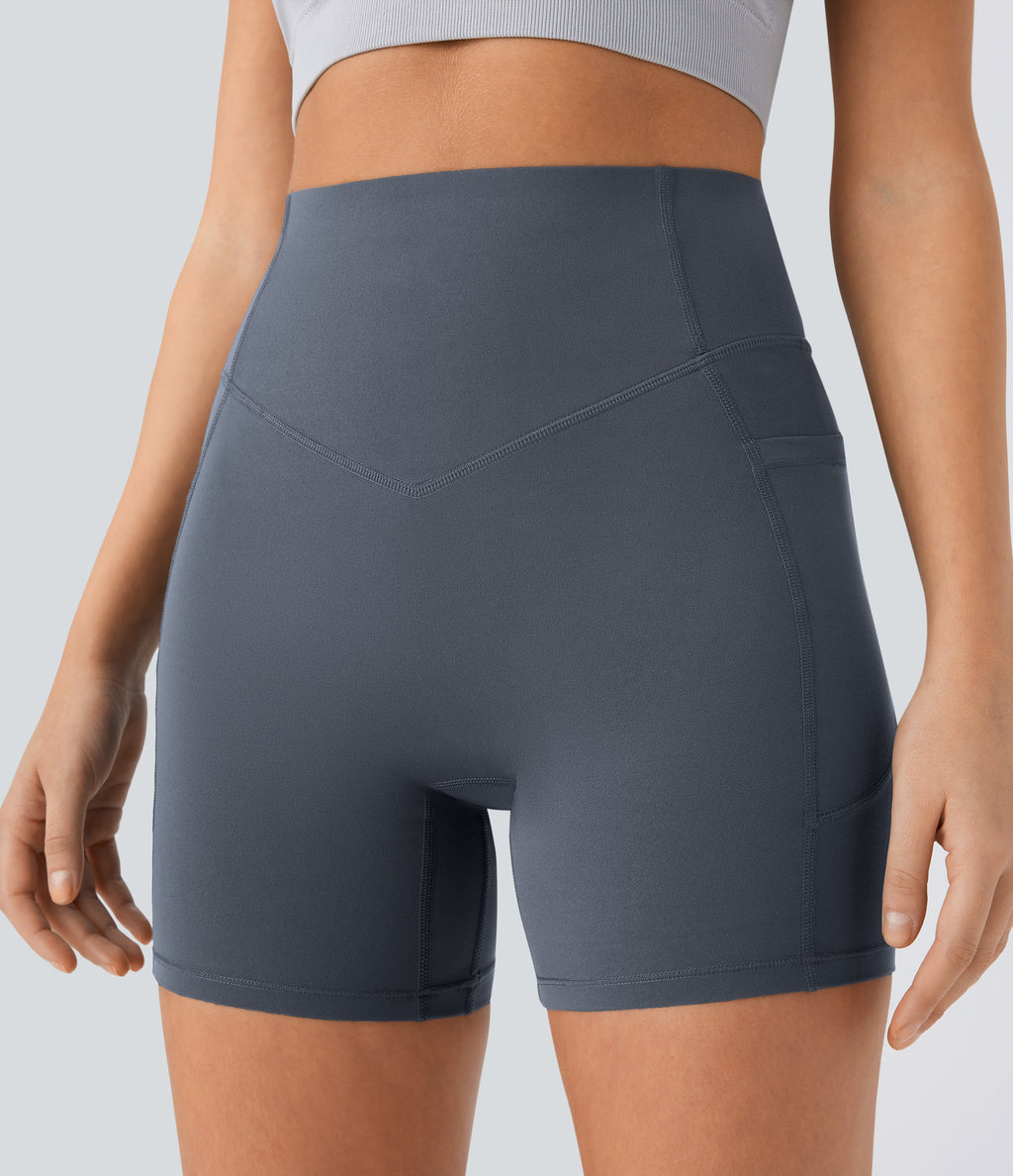 High Waisted Butt Lifting Tummy Control Shaping Workout Biker Shorts 5''