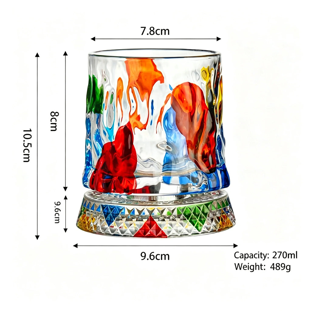 Hand Painted Embossed Rotating Whiskey Glass‘