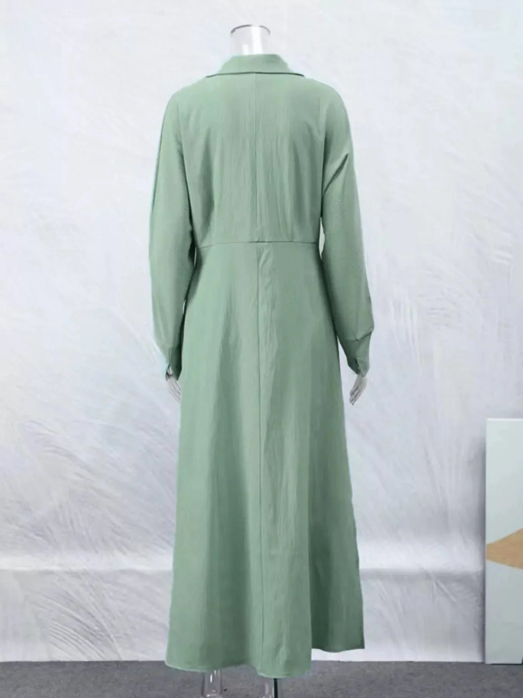 Side Slit Long Sleeve Shirt Dress
