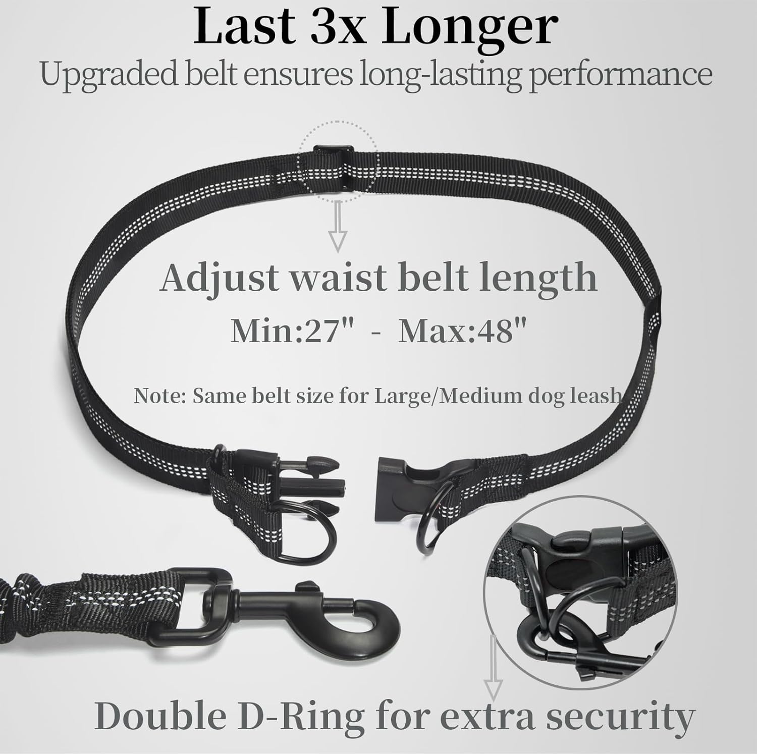 Hands Free Bungee Dog Leash with Detachable Zipper Pouch
