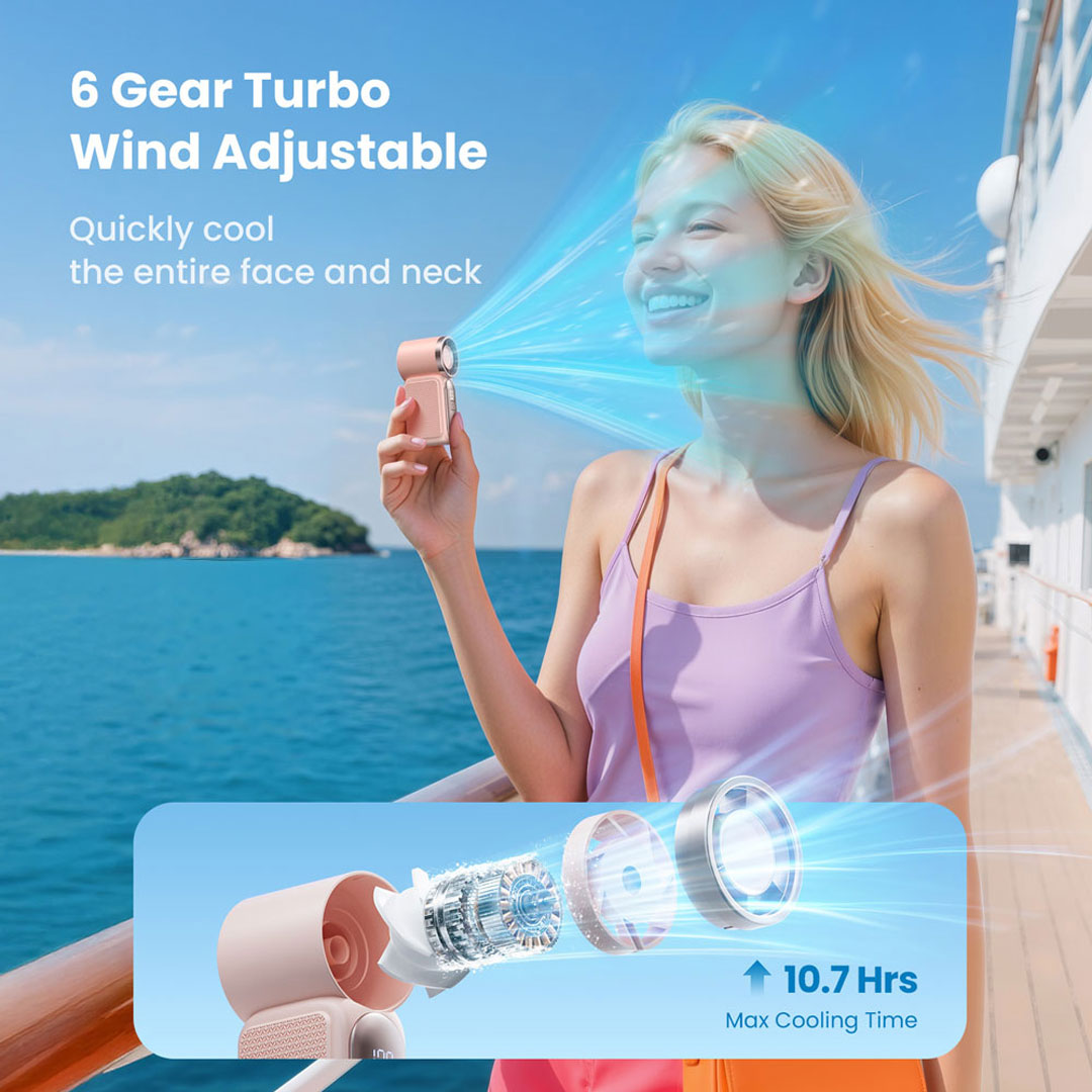Ultra Compact Turbo Handheld Fan with LED Display