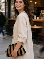 Women's Striped Clip-Top Cloud Handbag