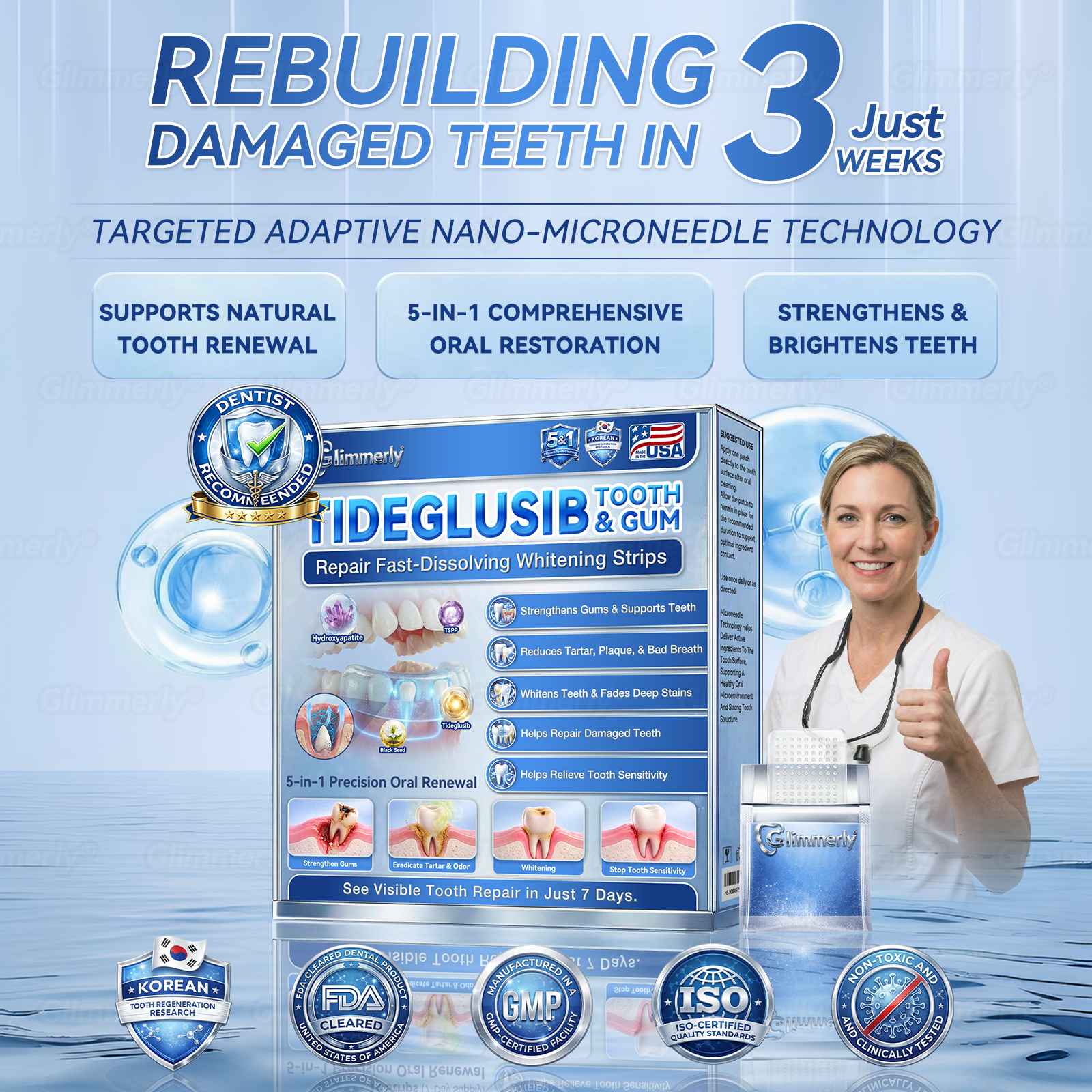 Glimmerly® 🦷 Tideglusib Fast‑Dissolving Tooth & Gum Repair Oral Strips