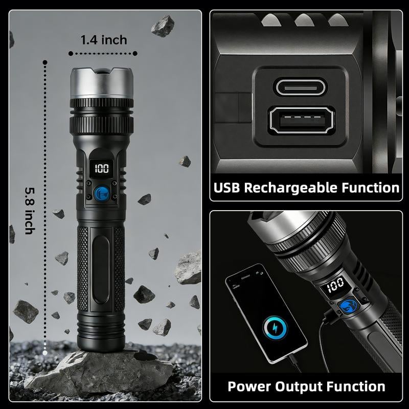 2-in-1 Strong Flashlight --Digital Display Of Power
