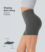 High Waisted Butt Lifting Tummy Control Shaping Workout Biker Shorts 5''