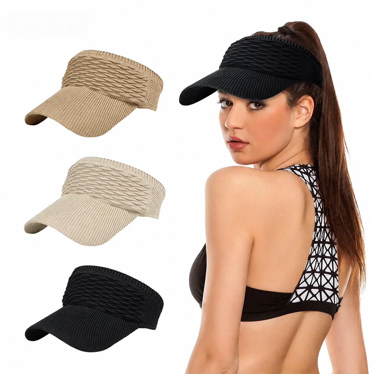 Women's High Ponytail Sun Visor Hat