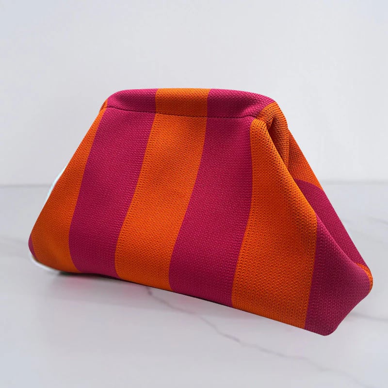 Women's Striped Clip-Top Cloud Handbag