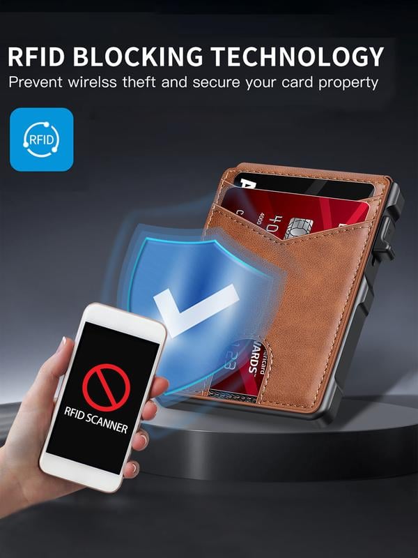 💼🔒BulkyWallet Saver One-Click RFID-Blocking Minimalist Wallet
