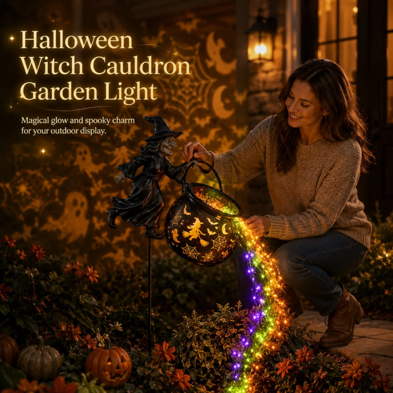 Halloween Witch Cauldron Garden Light`