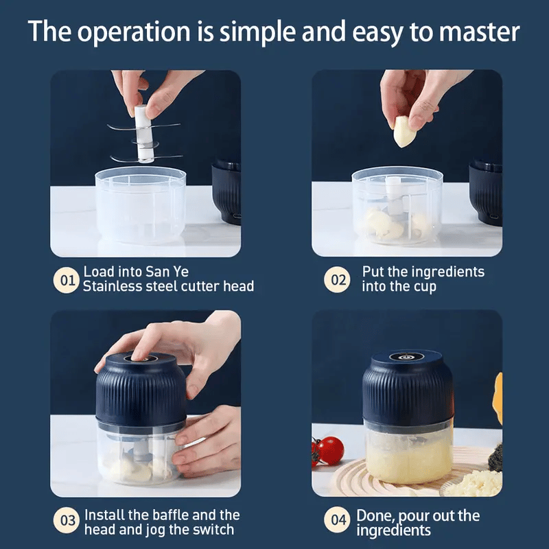 Electric Garlic Chopper, Mini Portable Veggie Cutter