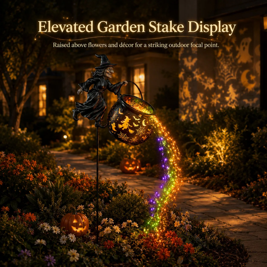 Halloween Witch Cauldron Garden Light`