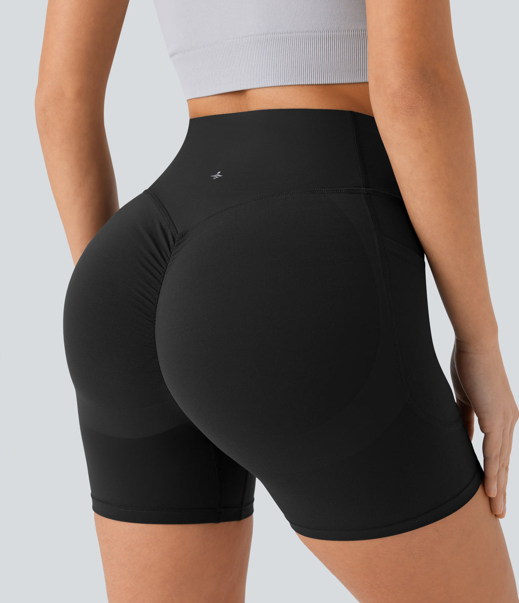 High Waisted Butt Lifting Tummy Control Shaping Workout Biker Shorts 5''