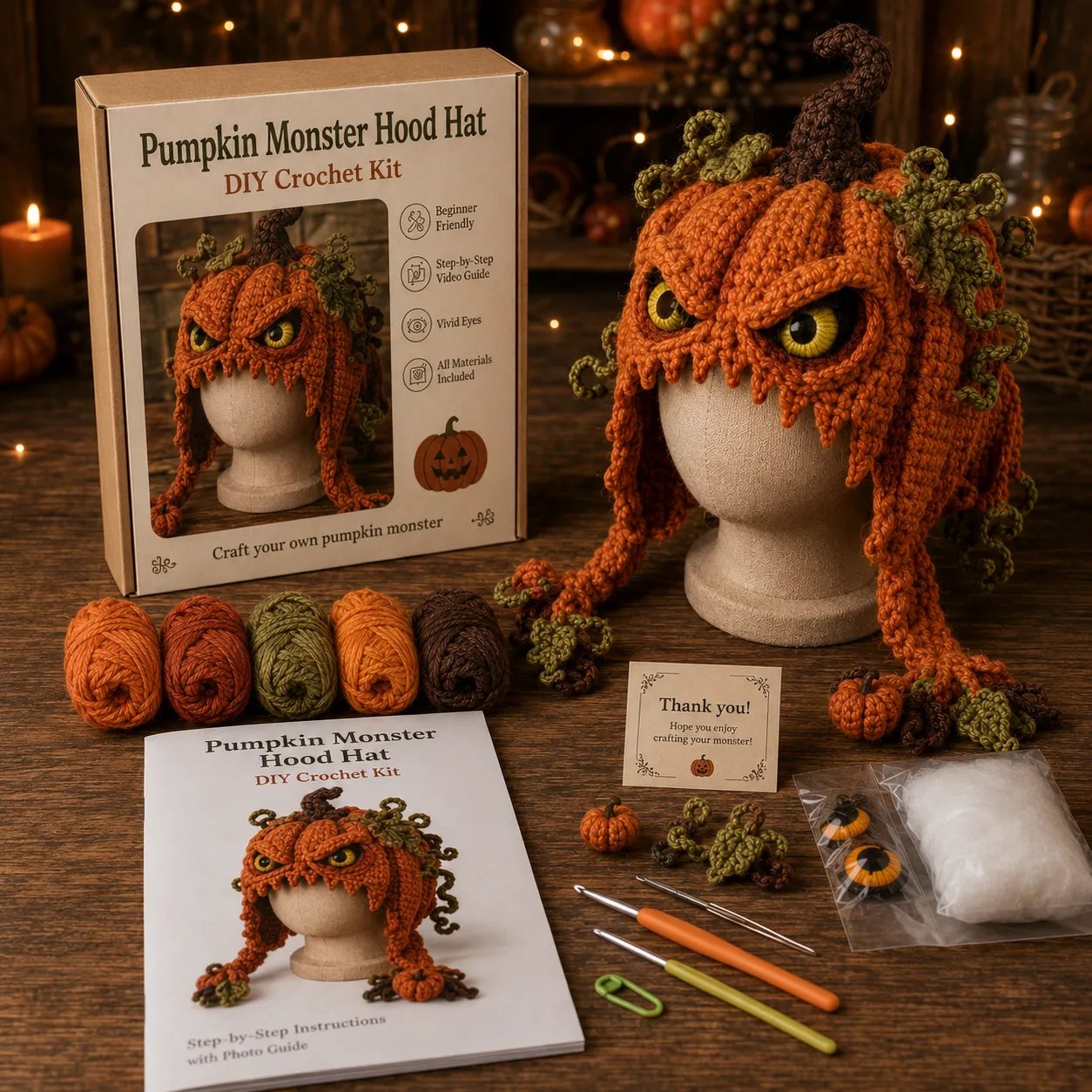 Halloween Monster Hood DIY Crochet Kit