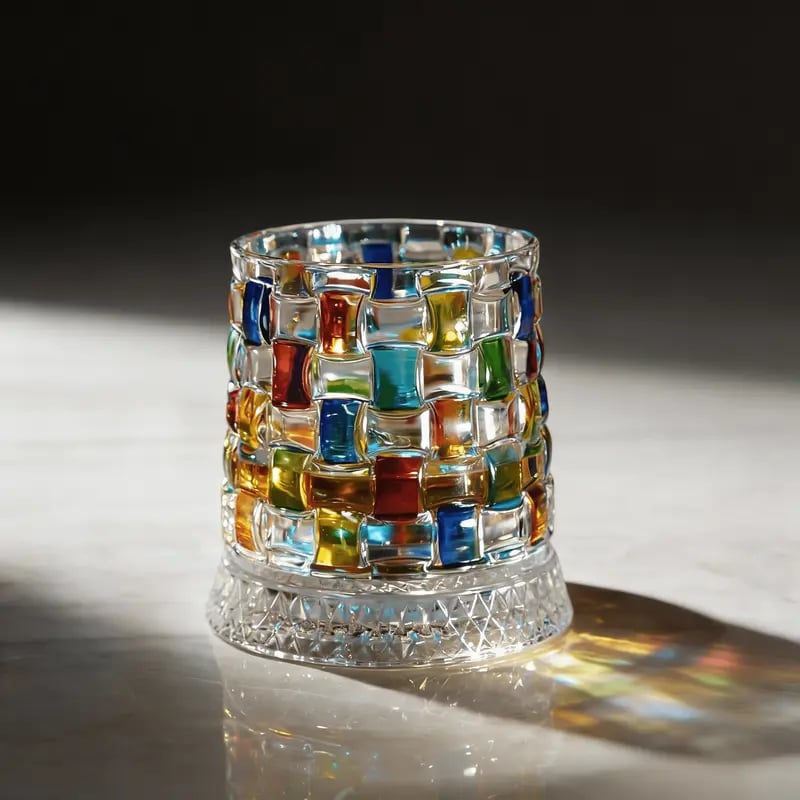 Hand Painted Embossed Rotating Whiskey Glass‘