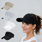 Women's High Ponytail Sun Visor Hat