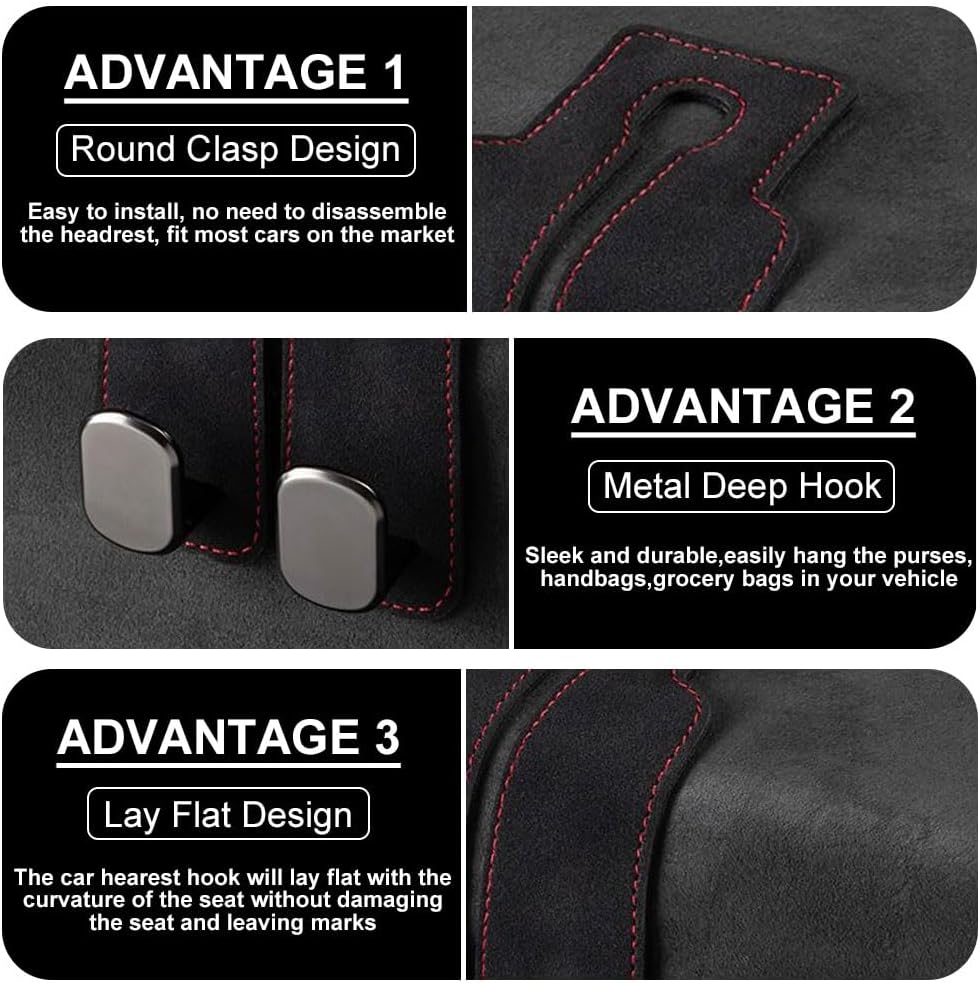 🔥Leather Car Seat Back Storage Hook, Double Hook Car Seat Hangers
