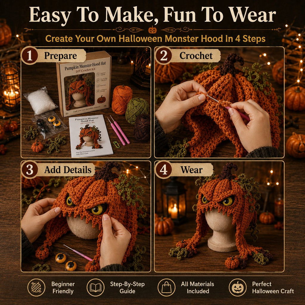 Halloween Monster Hood DIY Crochet Kit