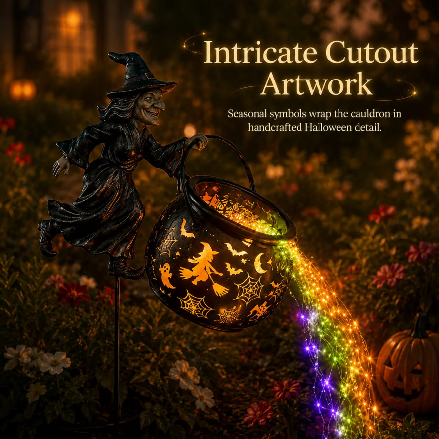 Halloween Witch Cauldron Garden Light`