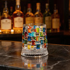 Hand Painted Embossed Rotating Whiskey Glass