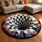 3D Skeleton Vortex Quilted Round Halloween Rug