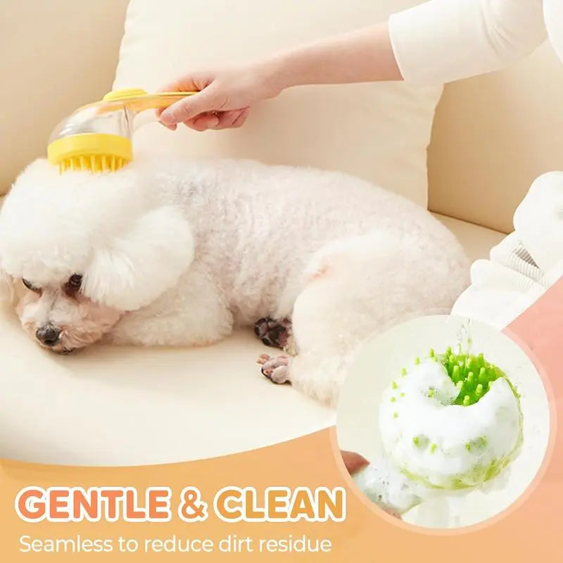 2-in-1 Pet Bath Brush with Built-in Shampoo Dispenser for Dogs & Cats